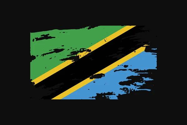 Grunge Stílus Zászló Tanzánia Lesz Használt Póló Grafika Nyomtatás Poszter — Stock Vector