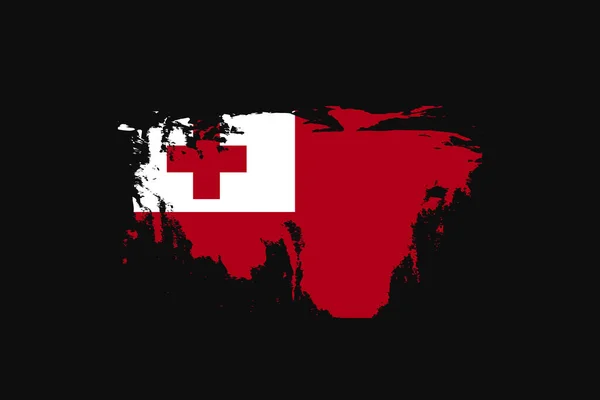 Bandera Grunge Style Tonga Utilizará Gráficos Camiseta Impresión Póster Fondo — Vector de stock