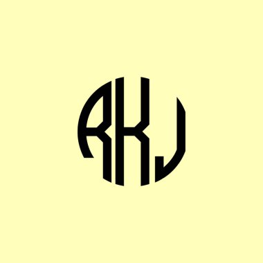 Yaratıcı Yuvarlak Harfler RKJ logosu. Bu başlangıç için hangi şirket veya markanın adı uygun olacaktır.