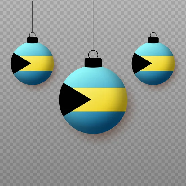 Realistische Bahama Vlag Met Vliegende Lichte Ballonnen Decoratieve Elementen Voor — Stockvector