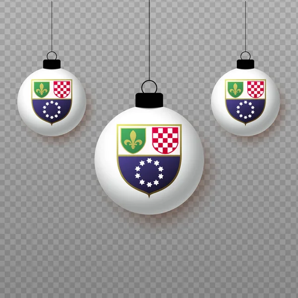 Realistische Flagge Der Föderation Bosnien Und Herzegowina Mit Fliegenden Lichtballons — Stockvektor