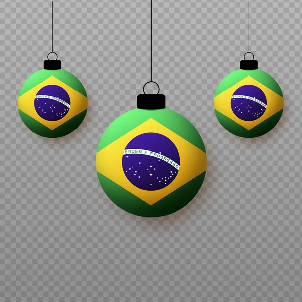 Bandeira Brasil Realista Com Balões Leves Voadores Elementos Decorativos Para — Vetor de Stock