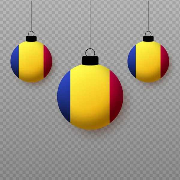 现实的乍得国旗与飞行轻气球 国定假日的装饰要素 — 图库矢量图片