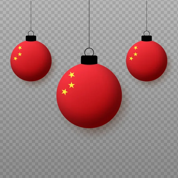 Realistyczna Flaga Chin Lekkimi Balonami Elementy Dekoracyjne Święta Narodowe — Wektor stockowy