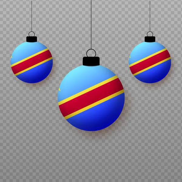 Realistische Flagge Der Demokratischen Republik Kongo Mit Fliegenden Lichtballons Dekorative — Stockvektor