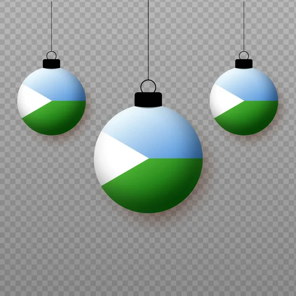 Realistyczna Flaga Dżibuti Latającymi Balonami Elementy Dekoracyjne Święta Narodowe — Wektor stockowy