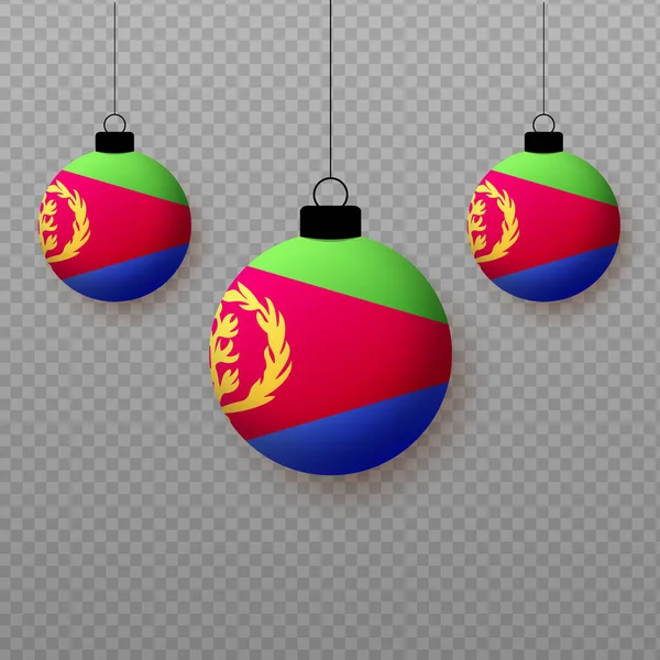 带着飘扬的轻气球的现实的厄立特里亚国旗 国定假日的装饰要素 — 图库矢量图片