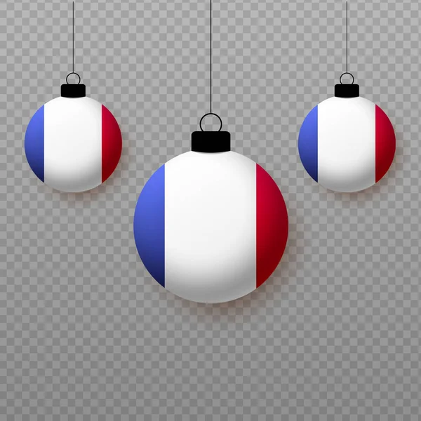 France Réaliste Drapeau Avec Des Ballons Légers Volants Éléments Décoratifs — Image vectorielle