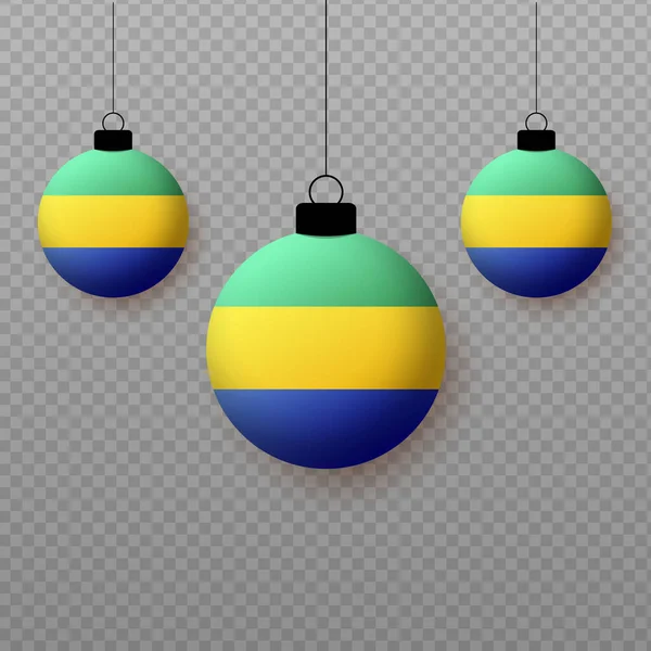 现实的加蓬国旗与飞行的轻气球 国定假日的装饰要素 — 图库矢量图片