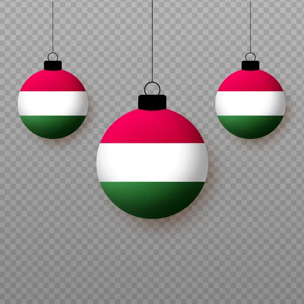 Realistic Hungary Flag Flying Light Balloons Decorative Elements National Holidays — Stock Vector