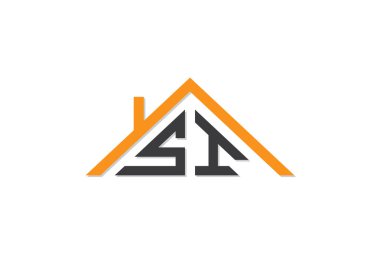 Ev ya da gayrimenkul için SI logosu. Bu logoda harfler ve çatı var. Bu başlangıç için hangi şirket veya markanın adı uygun olacaktır.