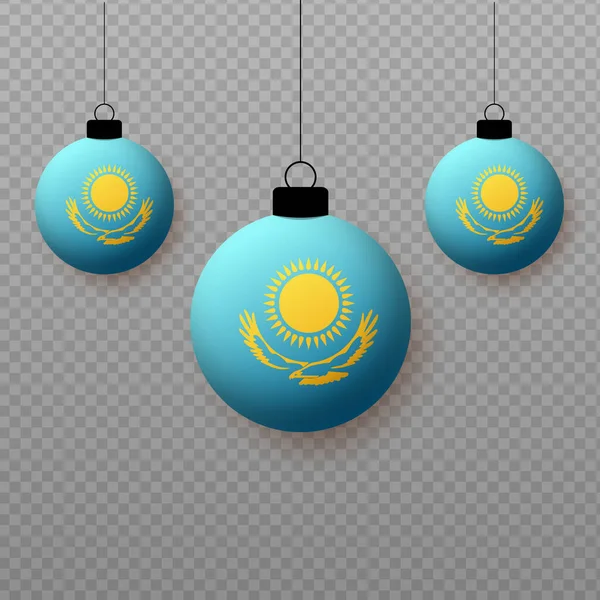 现实的哈萨克斯坦国旗与飘扬的光球 国定假日的装饰要素 — 图库矢量图片