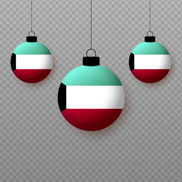 Realistic Kuwait Flag Flying Light Balloons Decorative Elements National Holidays — Stock Vector
