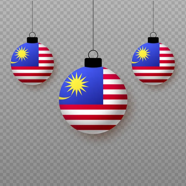 Bendera Malaysia Yang Realistis Dengan Balon Cahaya Terbang Elemen Dekoratif - Stok Vektor