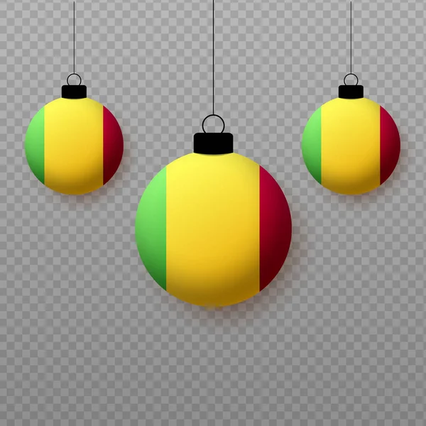 Realistic Mali Flag Flying Light Balloons Decorative Elements National Holidays — Wektor stockowy