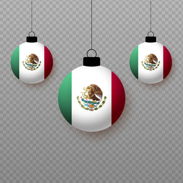 Реалистичный Флаг Мексики Летающими Воздушными Шарами Декоративные Элементы Государственным Праздникам — стоковый вектор