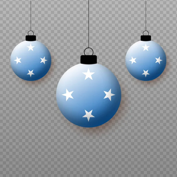 现实的密克罗尼西亚国旗和飘扬的光球 国定假日的装饰要素 — 图库矢量图片