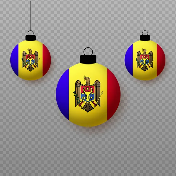 Realistic Moldova Flag Flying Light Balloons Decorative Elements National Holidays — Stock Vector