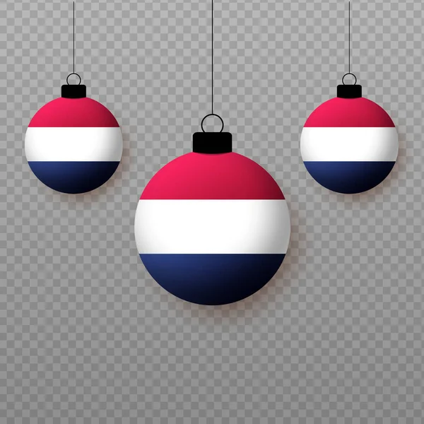 Bandera Realista Holanda Con Globos Luz Voladores Elementos Decorativos Para — Vector de stock