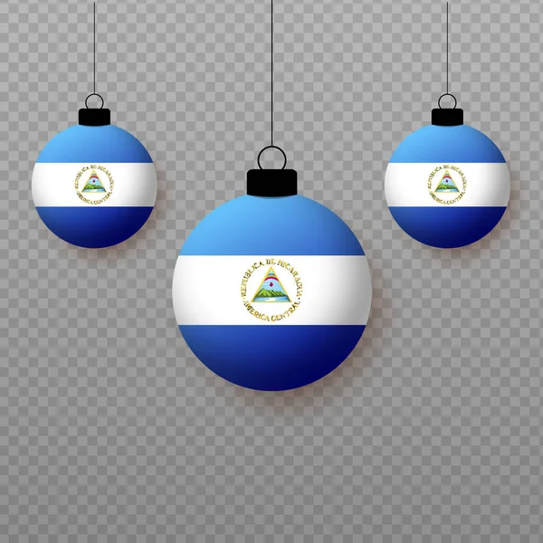 Realistic Nicaragua Flag Flying Light Balloons Decorative Elements National Holidays — Stockvector