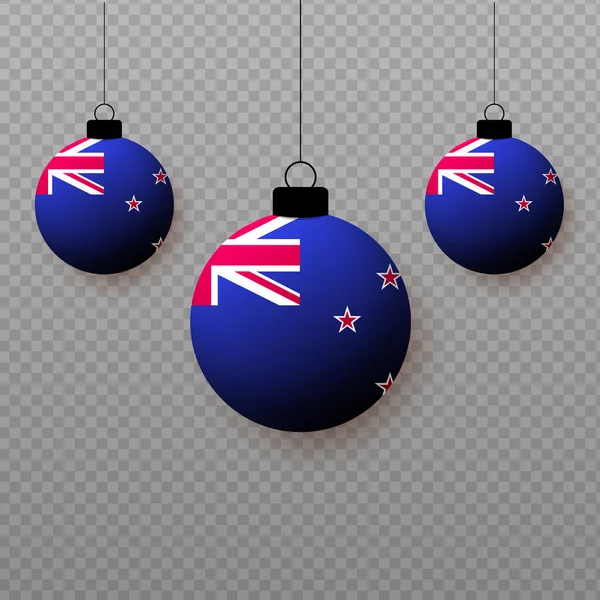 Bandeira Realista Nova Zelândia Com Balões Leves Voadores Elementos Decorativos — Vetor de Stock