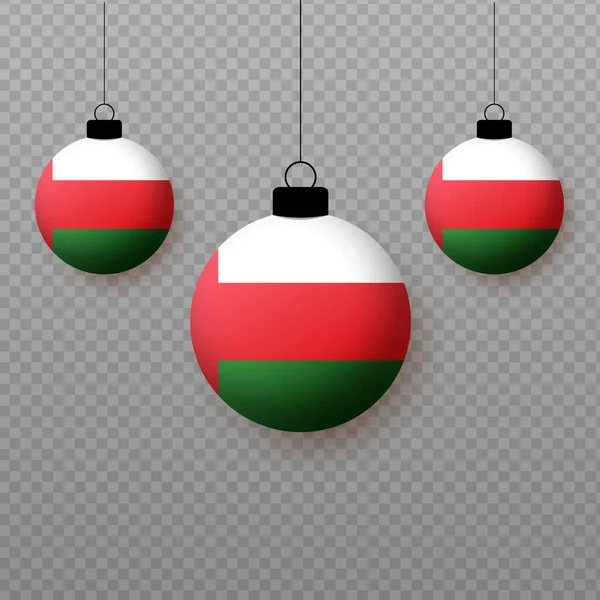 Realistic Oman Flag Flying Light Balloons Decorative Elements National Holidays — Stock Vector