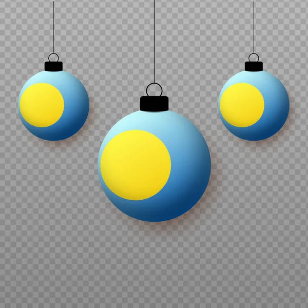 现实的帕劳国旗与飞行的轻气球 国定假日的装饰要素 — 图库矢量图片
