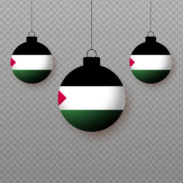 Uçan Işık Balonlu Gerçekçi Filistin Bayrağı Ulusal Tatiller Için Dekoratif — Stok Vektör