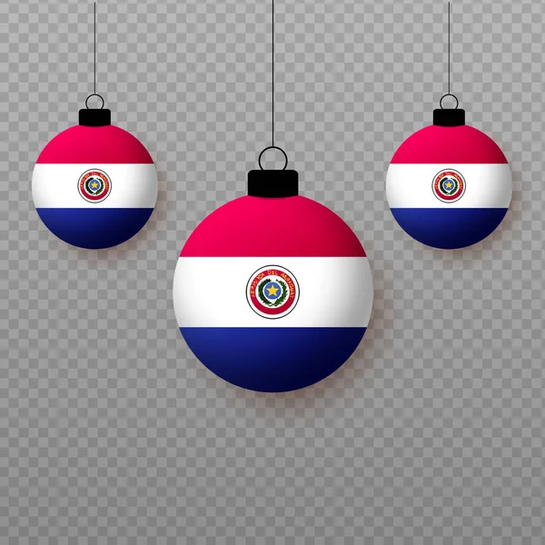 Realistic Paraguay Flag Flying Light Balloons Decorative Elements National Holidays — Stockvector