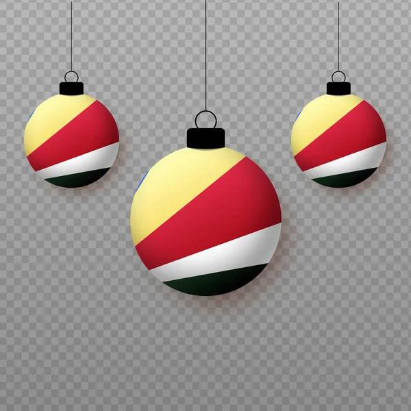 现实的塞舌尔国旗 带着飘扬的光球 国定假日的装饰要素 — 图库矢量图片