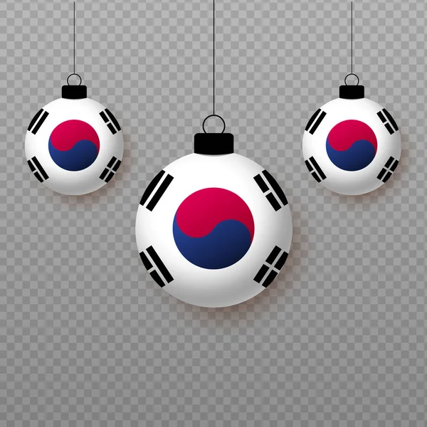 Realistic South Korea Flag Flying Light Balloons Decorative Elements National — Stock Vector