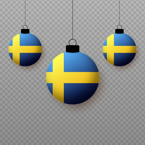 Реалістичний Прапор Швеції Літаючими Повітряними Кулями Декоративні Елементи Національних Свят — стоковий вектор