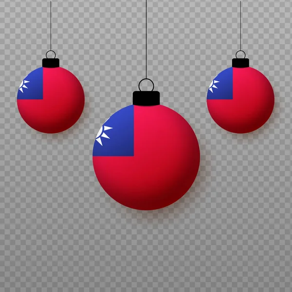 现实的台湾国旗和飘扬的光球 国定假日的装饰要素 — 图库矢量图片