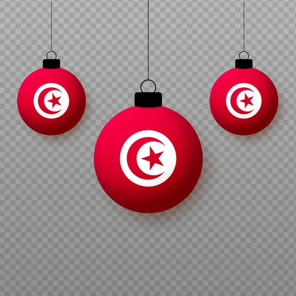 Bendera Tunisia Yang Realistis Dengan Balon Cahaya Terbang Elemen Dekoratif - Stok Vektor