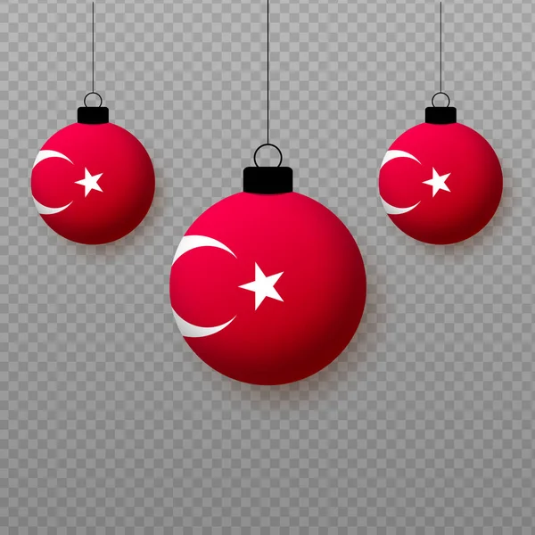 Bendera Turki Yang Realistis Dengan Balon Cahaya Terbang Elemen Dekoratif - Stok Vektor