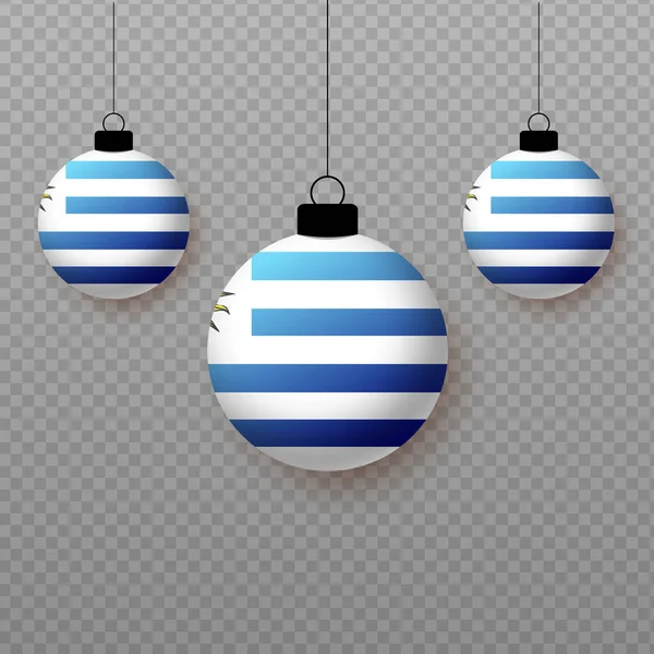 Реалистичный Уругвайский Флаг Летающими Воздушными Шарами Декоративные Элементы Государственным Праздникам — стоковый вектор