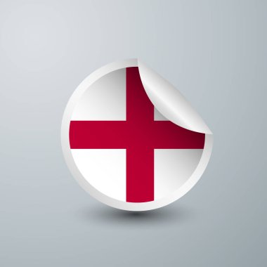 Çıkartma Tasarımlı İngiltere Bayrağı beyaz arka planda izole edildi. Etiket, yuvarlak etiket ve reklam tasarımı için vektör illüstrasyonu