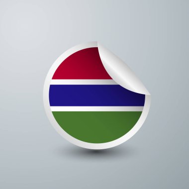 Etiket Tasarımı ile Gambiya Bayrağı beyaz arka planda izole edildi. Etiket, yuvarlak etiket ve reklam tasarımı için vektör illüstrasyonu