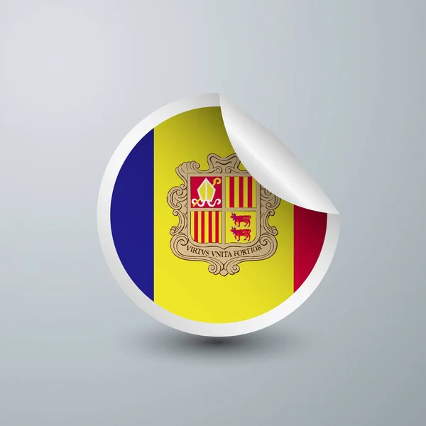 Andorra Flag Sticker Design Isolated White Background Vector Illustration Label — Stockový vektor