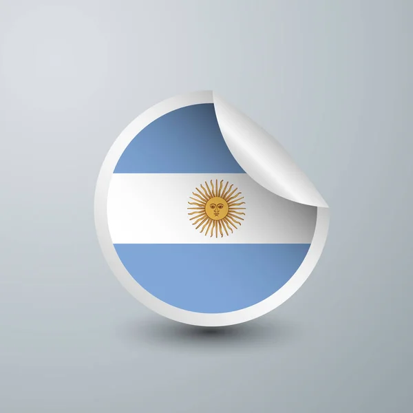 Drapeau Argentine Avec Autocollant Design Isolé Sur Fond Blanc Illustration — Image vectorielle