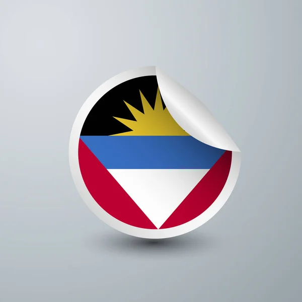 Bandiera Antigua Barbuda Con Adesivo Design Isolato Sfondo Bianco Illustrazione — Vettoriale Stock