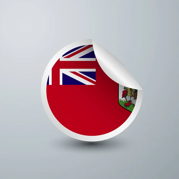 Bermuda Vlag Met Sticker Design Geïsoleerd Witte Achtergrond Vector Illustratie — Stockvector