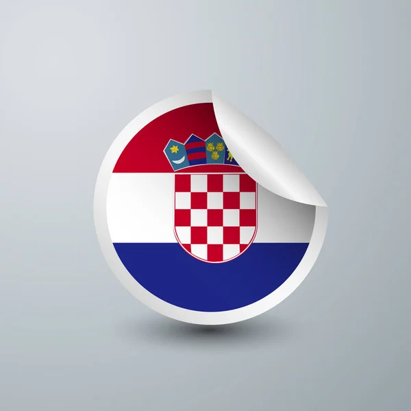 Croatia Flag Sticker Design Elszigetelt Fehér Háttér Vektor Illusztráció Címke — Stock Vector