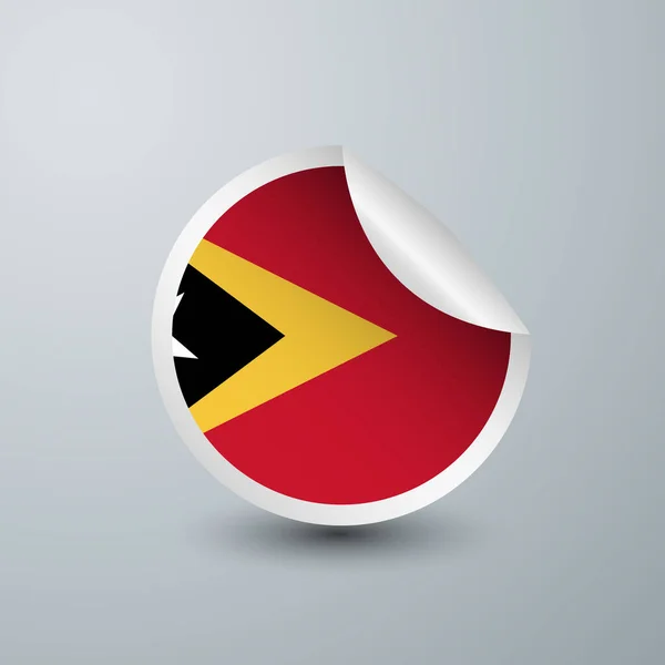 在白色背景上孤立的带有贴纸设计的东帝汶国旗 圆形标签和广告设计的矢量说明 — 图库矢量图片