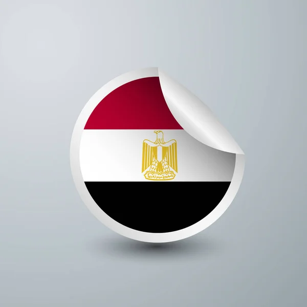 Drapeau Egypte Avec Autocollant Design Isolé Sur Fond Blanc Illustration — Image vectorielle