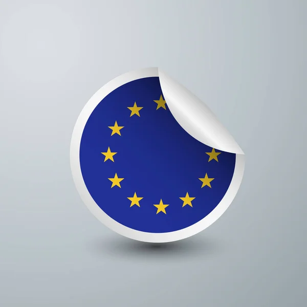 Σημαία Της Ευρωπαϊκής Ένωσης Αυτοκόλλητο Σχέδιο Που Απομονώνεται Λευκό Φόντο — Διανυσματικό Αρχείο