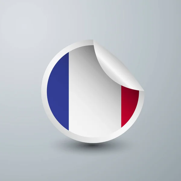 Drapeau France Avec Autocollant Design Isolé Sur Fond Blanc Illustration — Image vectorielle