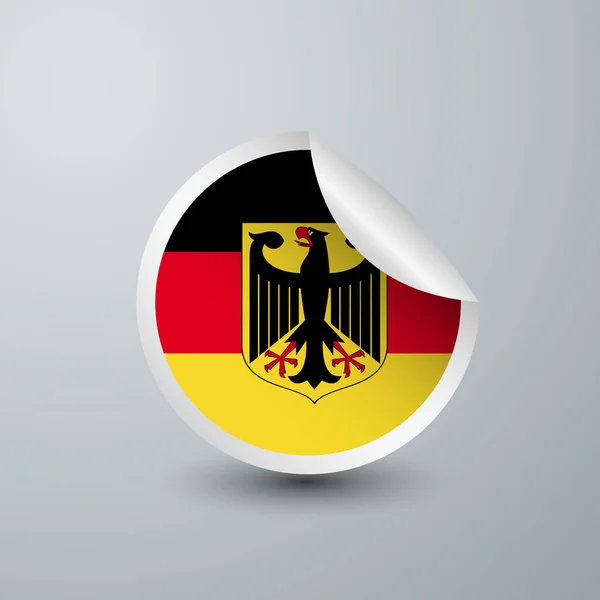 德国国旗与贴纸设计隔离在白色背景 圆形标签和广告设计的矢量说明 — 图库矢量图片