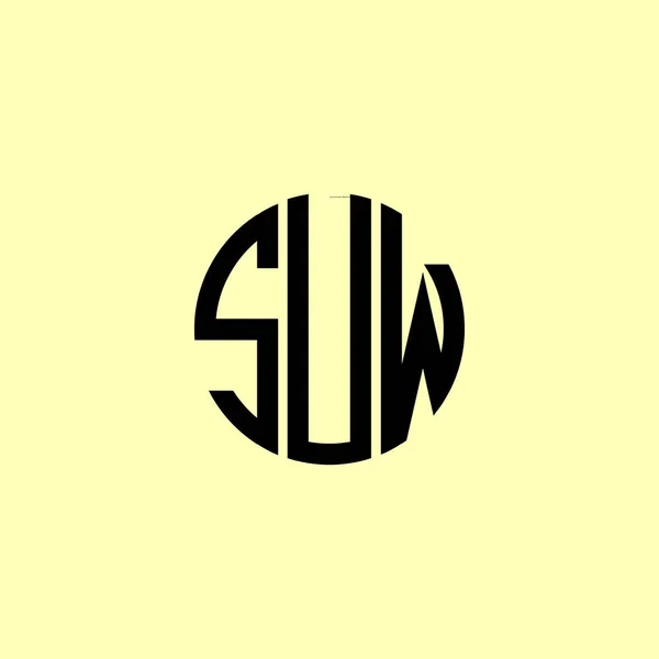 Kreativa Rundade Inledande Bokstäver Suw Logotyp Det Kommer Att Vara — Stock vektor