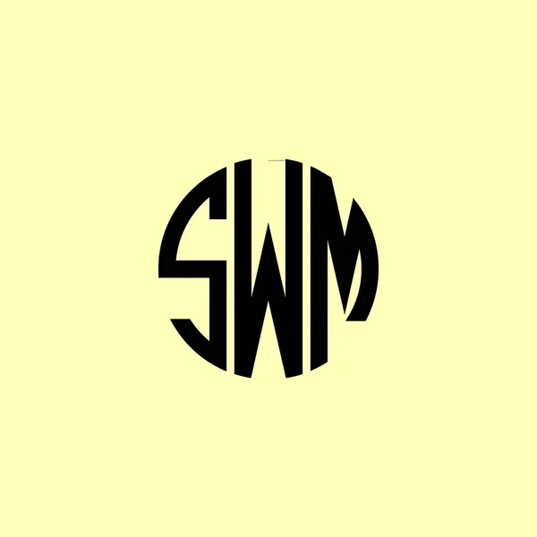 Kreativa Rundade Inledande Bokstäver Swm Logotyp Det Kommer Att Vara — Stock vektor